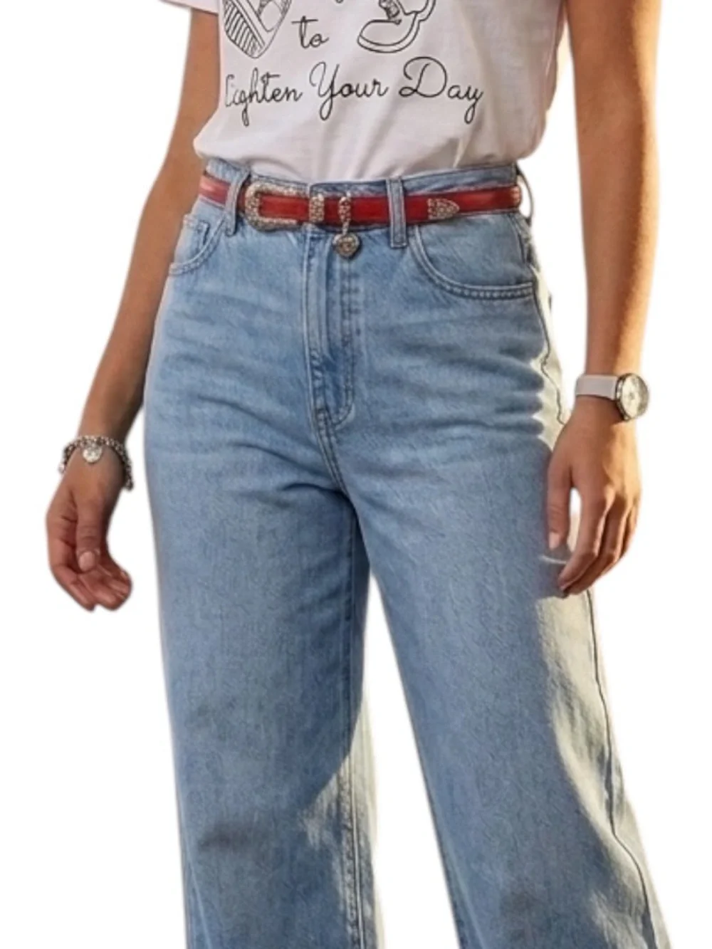 Brighton Croc Embossed Red Leather Belt Heart Charm Skinny Womens Size S 28 - Picture 1 of 9